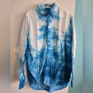 Forest & Hue Blue/White Tie-Dye Button-Up Size XL